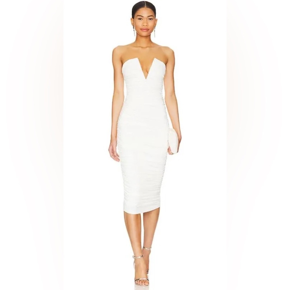 Superdown Strapless White Midi Dress